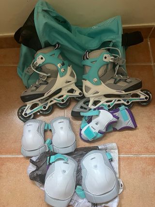 Patines Oxelo niña 32-35 + protecciones