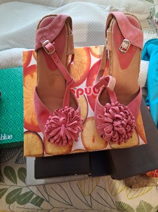 Zapatos cuña rosa