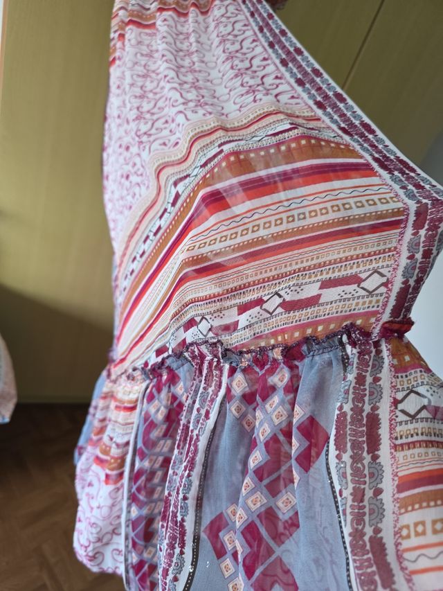 Vestido largo estilo hippy multicolor