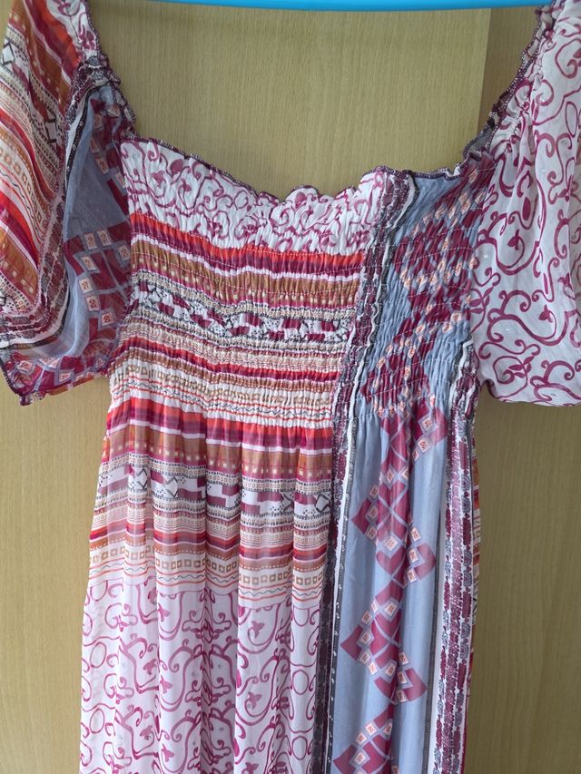 Vestido largo estilo hippy multicolor