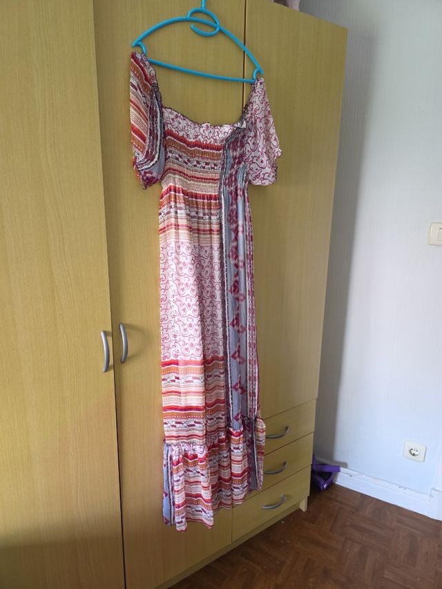 Vestido largo estilo hippy multicolor