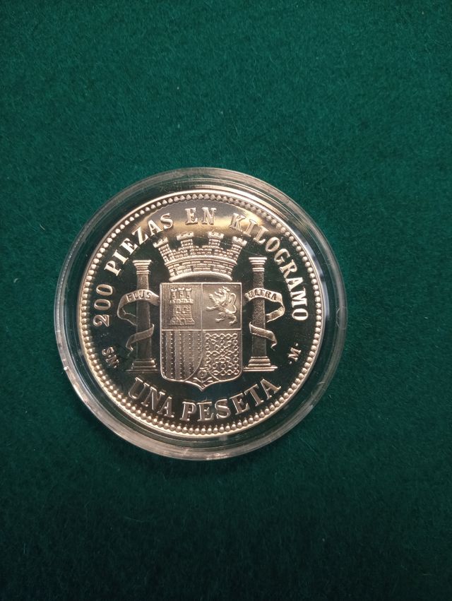 Medalla, moneda 1 pta. Gobierno Provisional 1869.