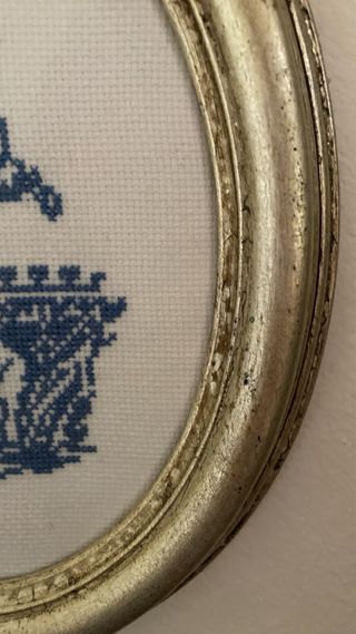 Ricamo ricamato angelo cornice ovale