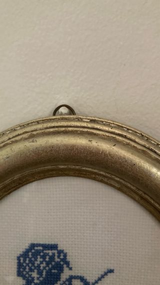 Ricamo ricamato angelo cornice ovale