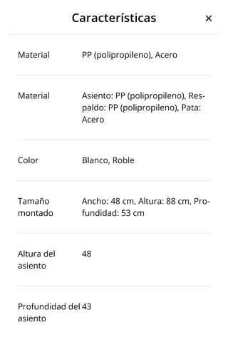 4 sillas blancas de cocina - Moderna