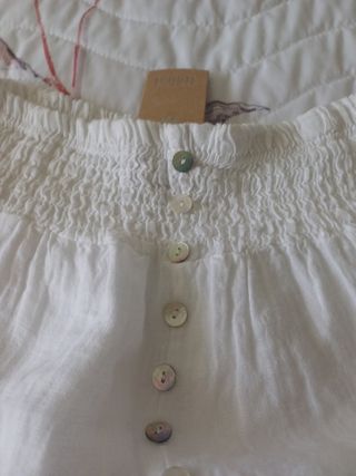 Falda blanca lino larga