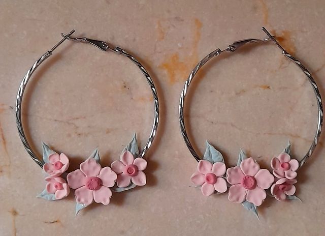 Aros Pendientes Flores - Plata