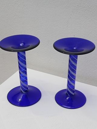 Portacandele vetro Murano blu