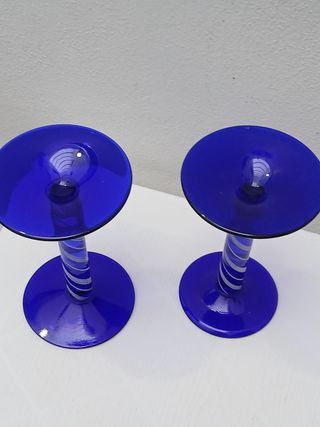Portacandele vetro Murano blu
