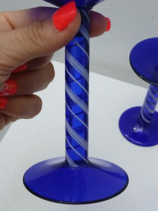 Portacandele vetro Murano blu