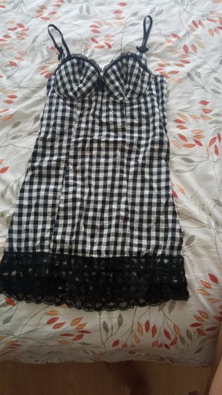 Lencería Vestido Pinup blanco y negro - Talla S