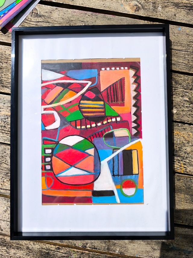 2 Cuadros abstractos - Óleo y pastel