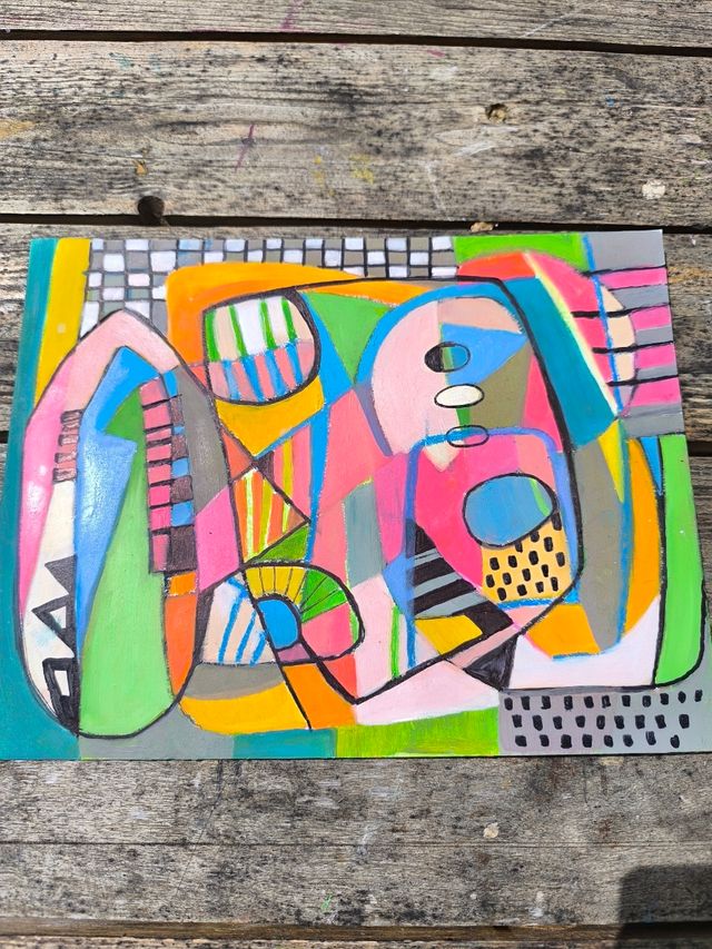 2 Cuadros abstractos - Óleo y pastel