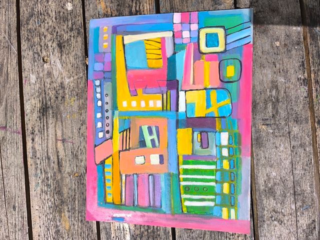 2 Cuadros abstractos - Óleo y pastel