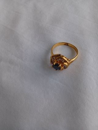 Anillo oro circonitas piedra negra