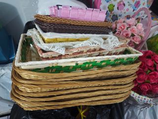 6 Cestas mimbre marrón