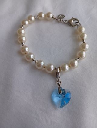 Pulsera perlas & corazón Swarovski