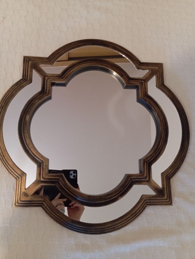 Espejo bronce - madera envejecida estilo vintage