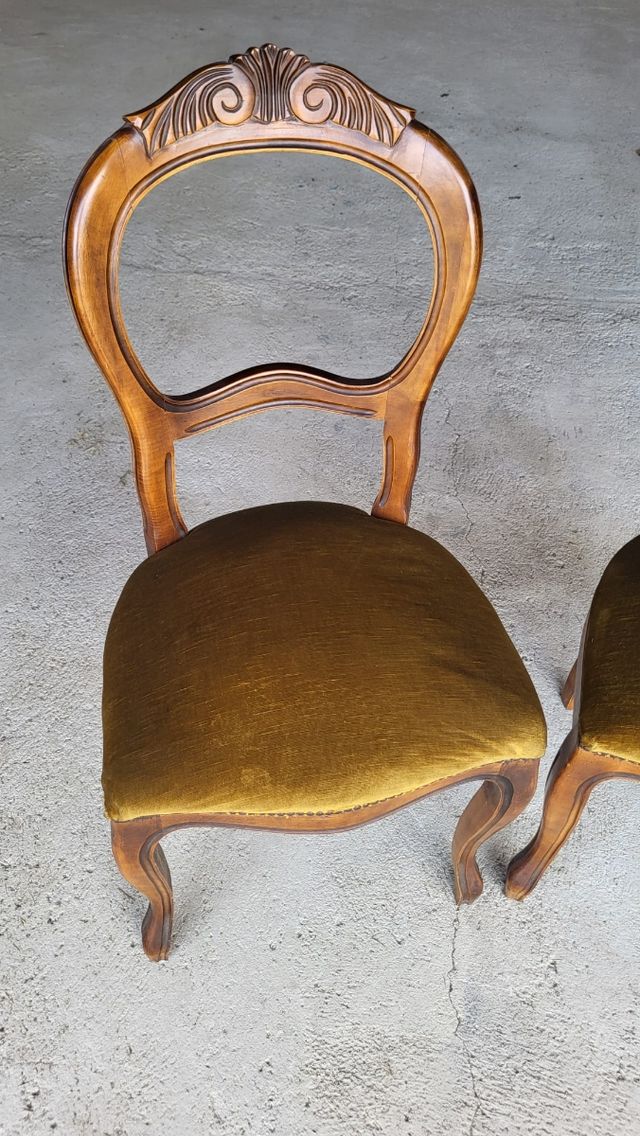 Sedie Luigi XVI vintage - legno e velluto