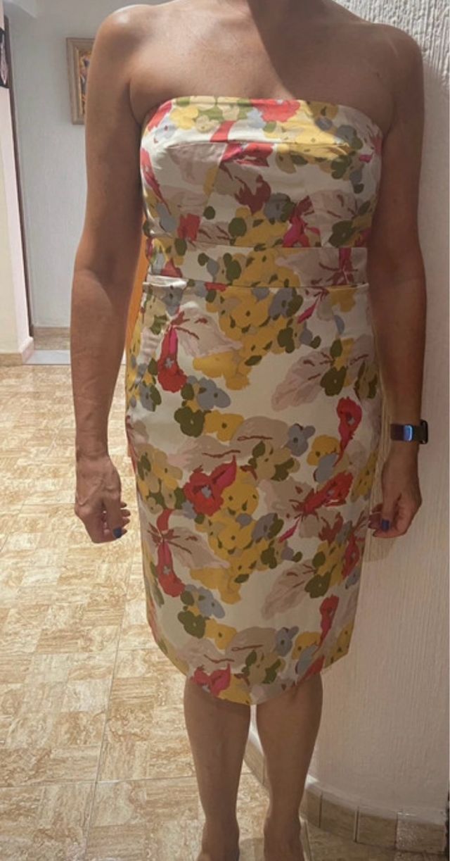 Vestido palabra de honor multicolor