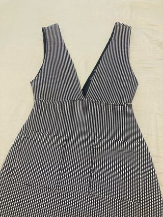 Vestido blanco y negro vichy - Talle XS