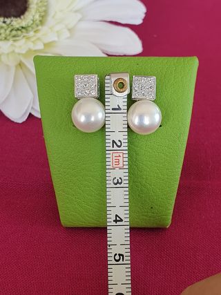 Pendientes Perla-Zirconia Oro 18k