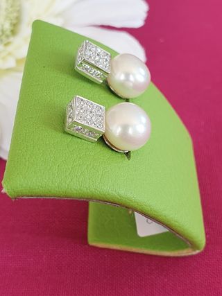 Pendientes Perla-Zirconia Oro 18k