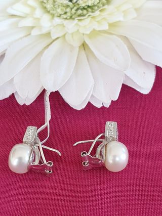 Pendientes Perla-Zirconia Oro 18k
