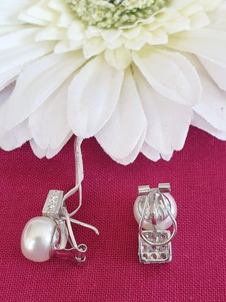 Pendientes Perla-Zirconia Oro 18k