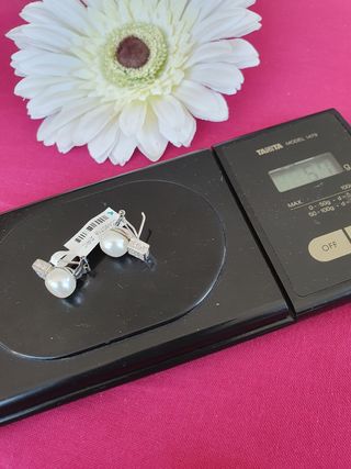 Pendientes Perla-Zirconia Oro 18k