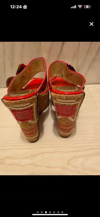 Sandalias rojas tacón corcho talla 38