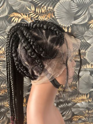 Peluca Trenzas - Negro y Rojo