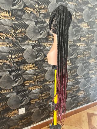 Peluca Trenzas - Negro y Rojo