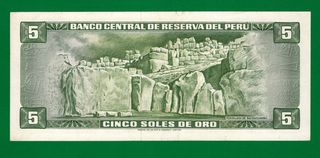 Billete Perú 5 Soles Oro 1968 - XF