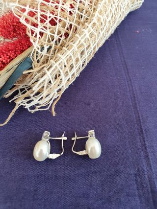 Pendientes perla-zirconia oro 18k