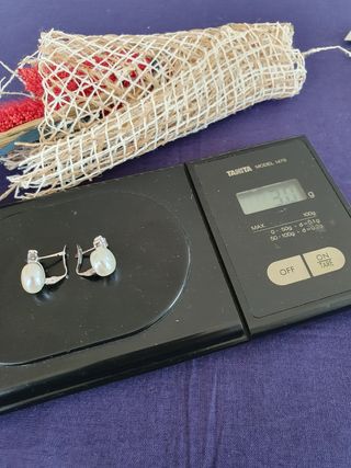 Pendientes perla-zirconia oro 18k