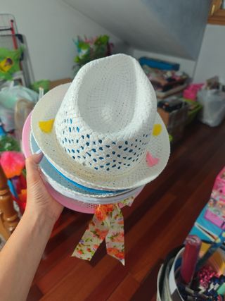 Sombreros de paja de diferentes tipos y colores