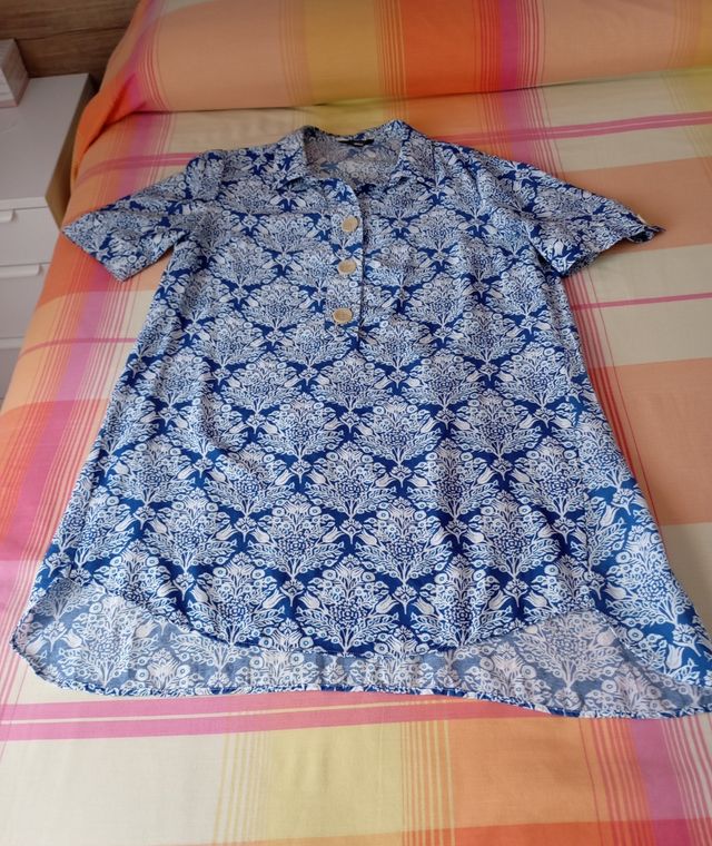 Vestido camisero azul y blanco