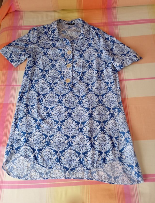 Vestido camisero azul y blanco