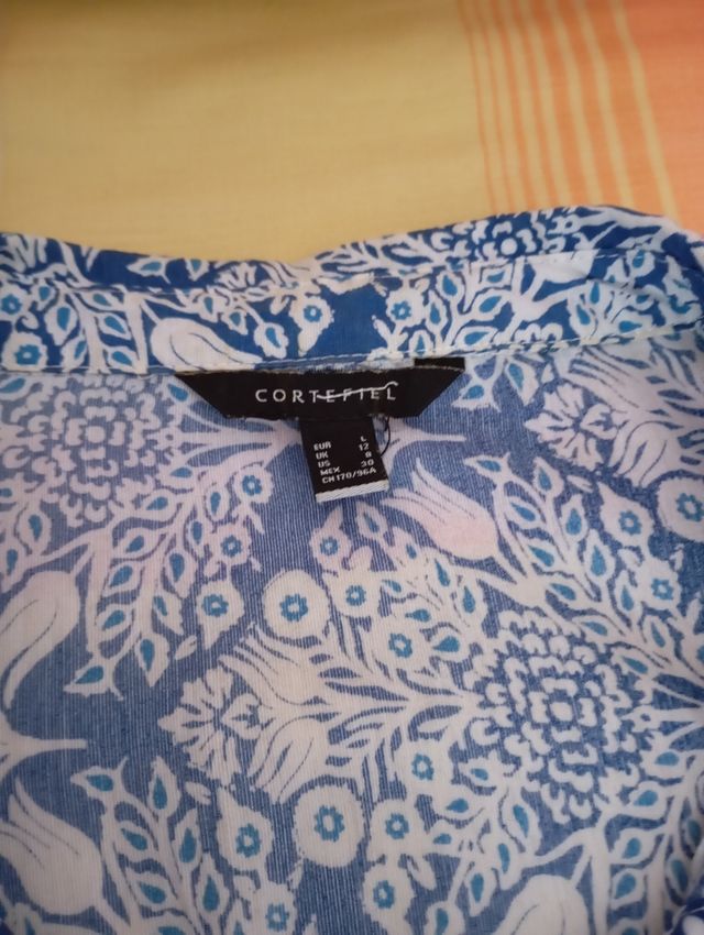 Vestido camisero azul y blanco