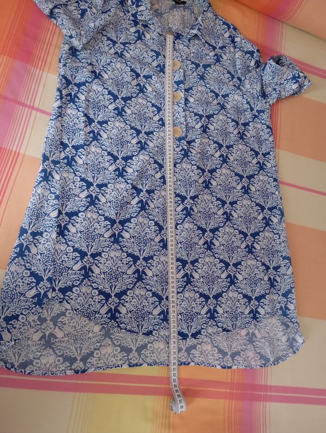 Vestido camisero azul y blanco