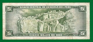 Billete 5 Soles Oro Perú 1971 - VF