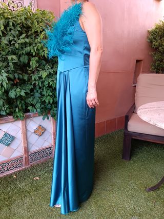 Vestido largo fiesta - verde esmeralda, madrina.