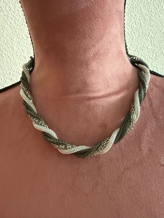 Collar plata-negro trenzado