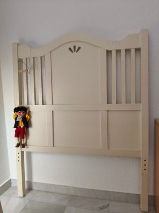 Somier lamas madera + cabecero 90cm de madera 