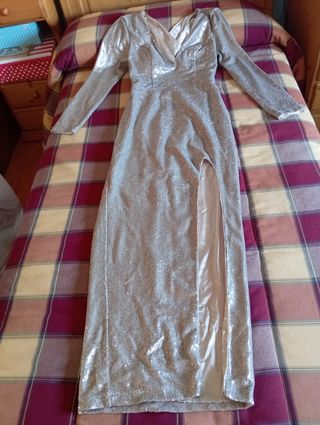 Vestido lentejuelas plata fiesta