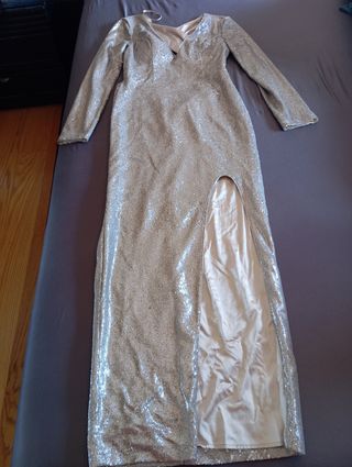 Vestido lentejuelas plata fiesta