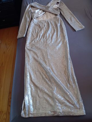 Vestido lentejuelas plata fiesta