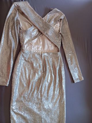 Vestido lentejuelas plata fiesta