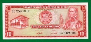 Billete Perú 10 Soles 1974 - UNC